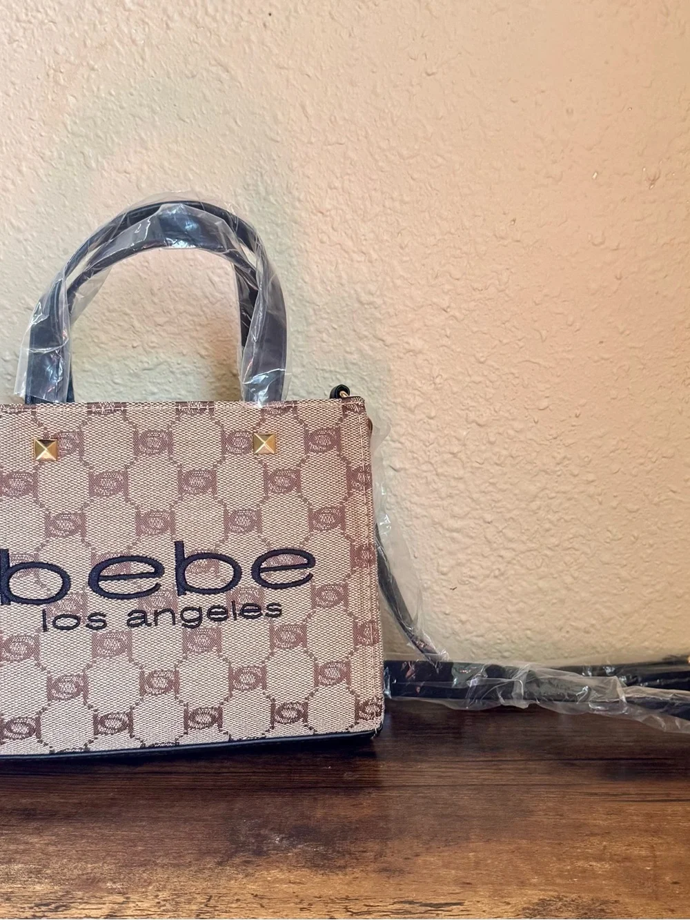 bebe Logo Tallula Mini Satchel with Black Accents